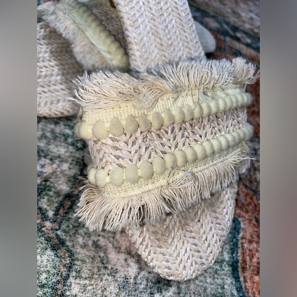 Fringe Woven Slide Sandals - Picture 3 of 5